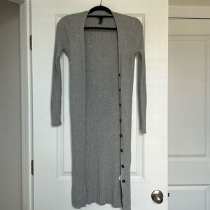 Gray long knit cardigan